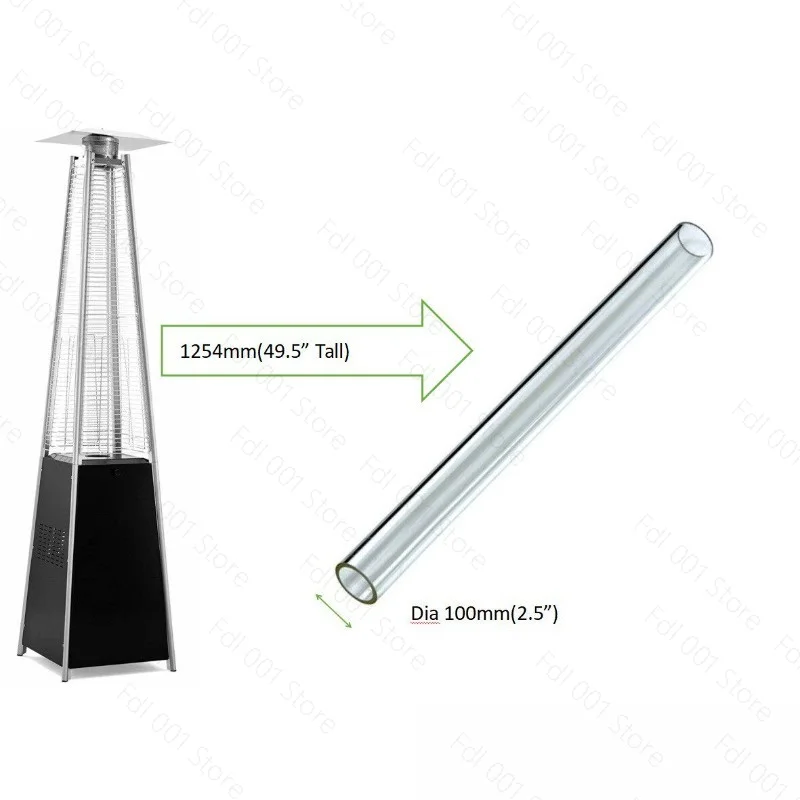 Accessoires pour tube de flamme de chauffage au gaz, tube en verre borosilicate résistant aux hautes températures avec joint en caoutchouc