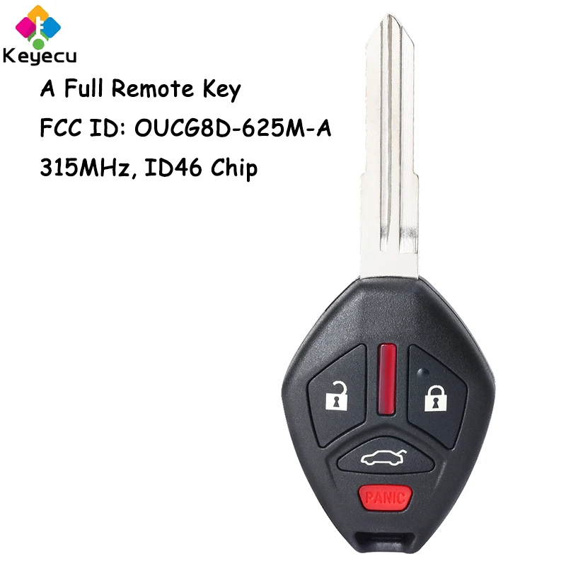 

KEYECU Remote Control Car Key With 4 Buttons 315MHz ID46 Chip Fob for Mitsubishi Lancer 2008 2009-2015 Fob FCC ID: OUCG8D-625M-A