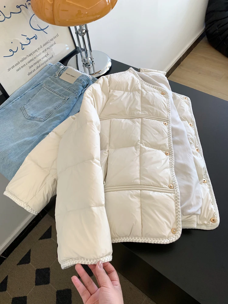 

Легкий стеганый пуловер Slim Fit из корейского хлопка с круглым вырезом для женщин: модная верхняя одежда для осени и зимы