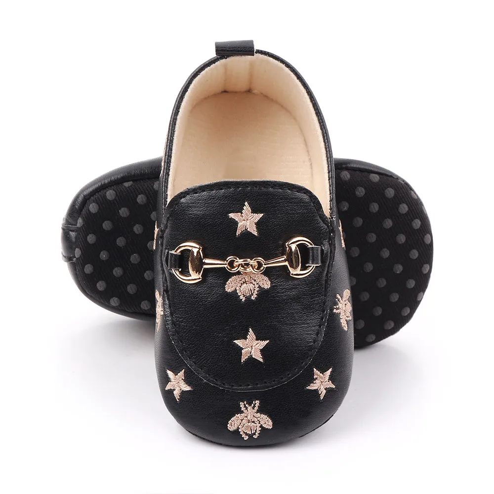 Brand Infant Boy Crib Shoes 1 Year Baby Item Footwear with Bees Stars Newborn Casual Loafers Toddler Soft Moccasin for Girl Gift