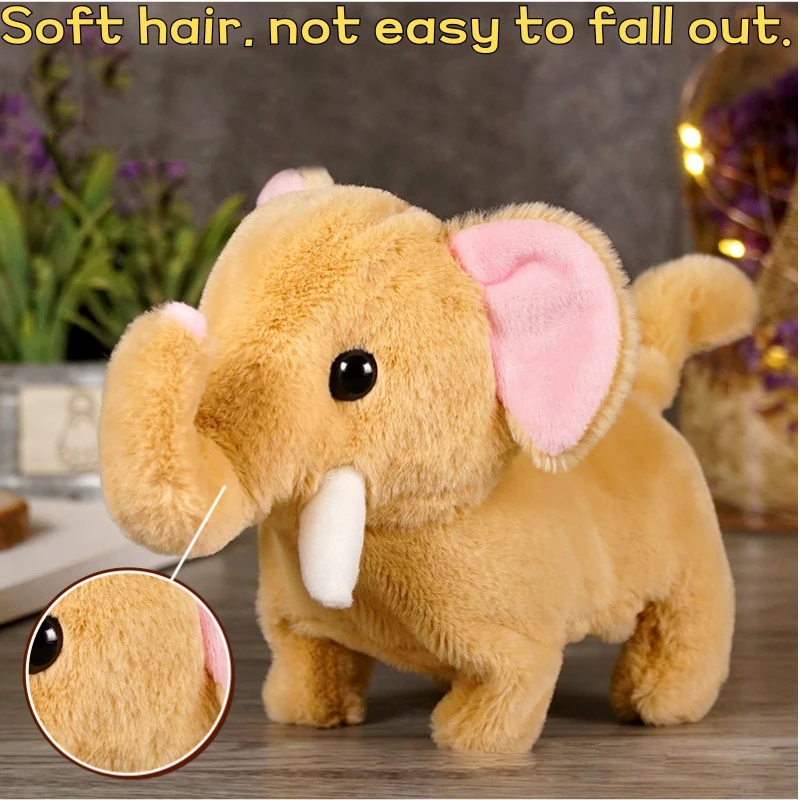 Elefante de Peluche de simulación electrónica para mascotas, lindo juguete Kawaii, Robot, elefante interactivo, movimiento automático, Animal de Peluche, muñeca