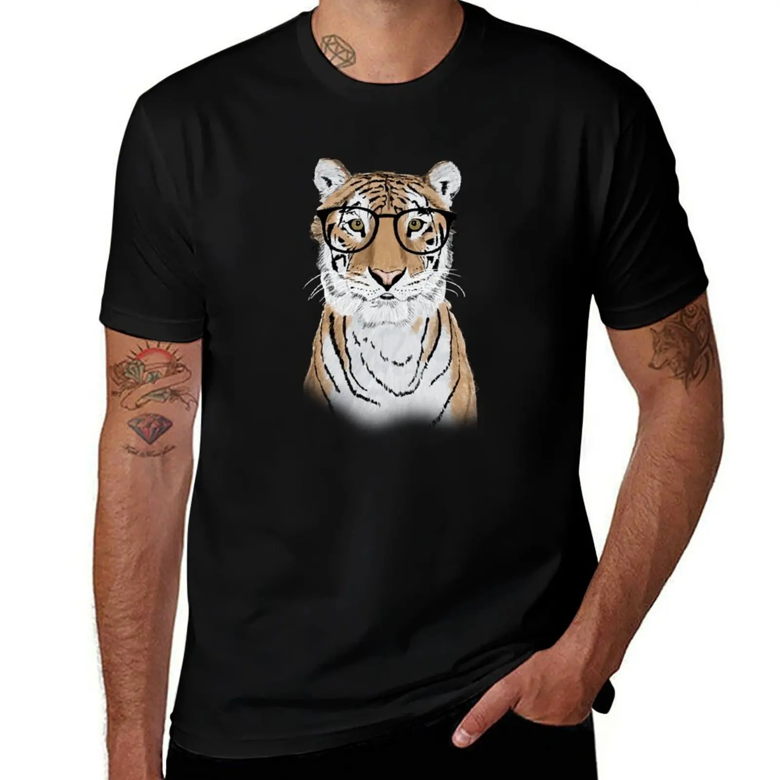 Clever Tiger T-Shirt Fashion Print Casual Short Sleeve