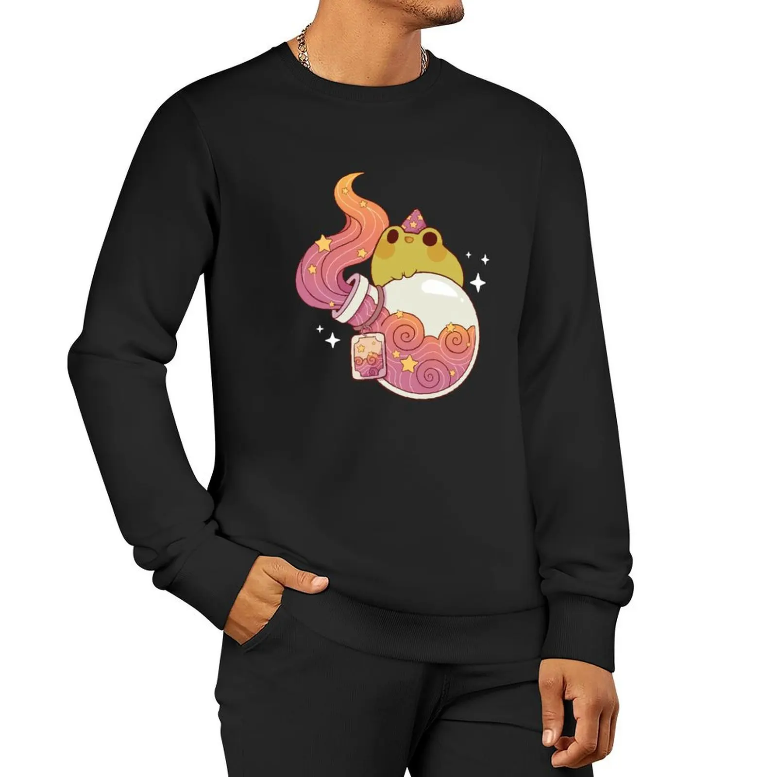 Dreamy fire potion with wizard frog Pullover Hoodie blouse autumn new products winter man sweatshirt