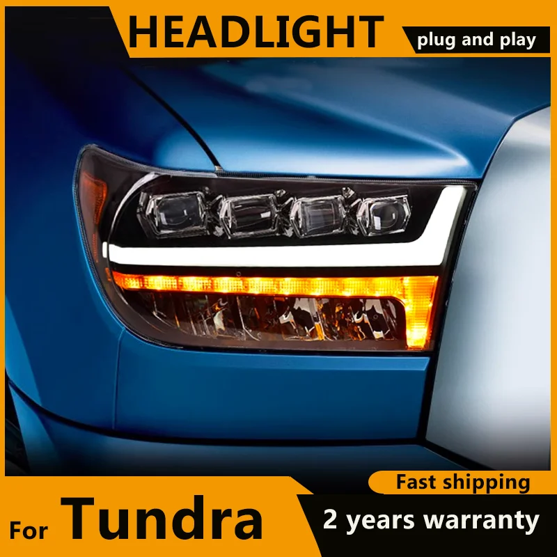 LED Headlights for Toyota Tundra 2007 2008 2009 2010 2011 2012 2013 LED DRL Dynamic turn signal LED Projector Lens Front Lights