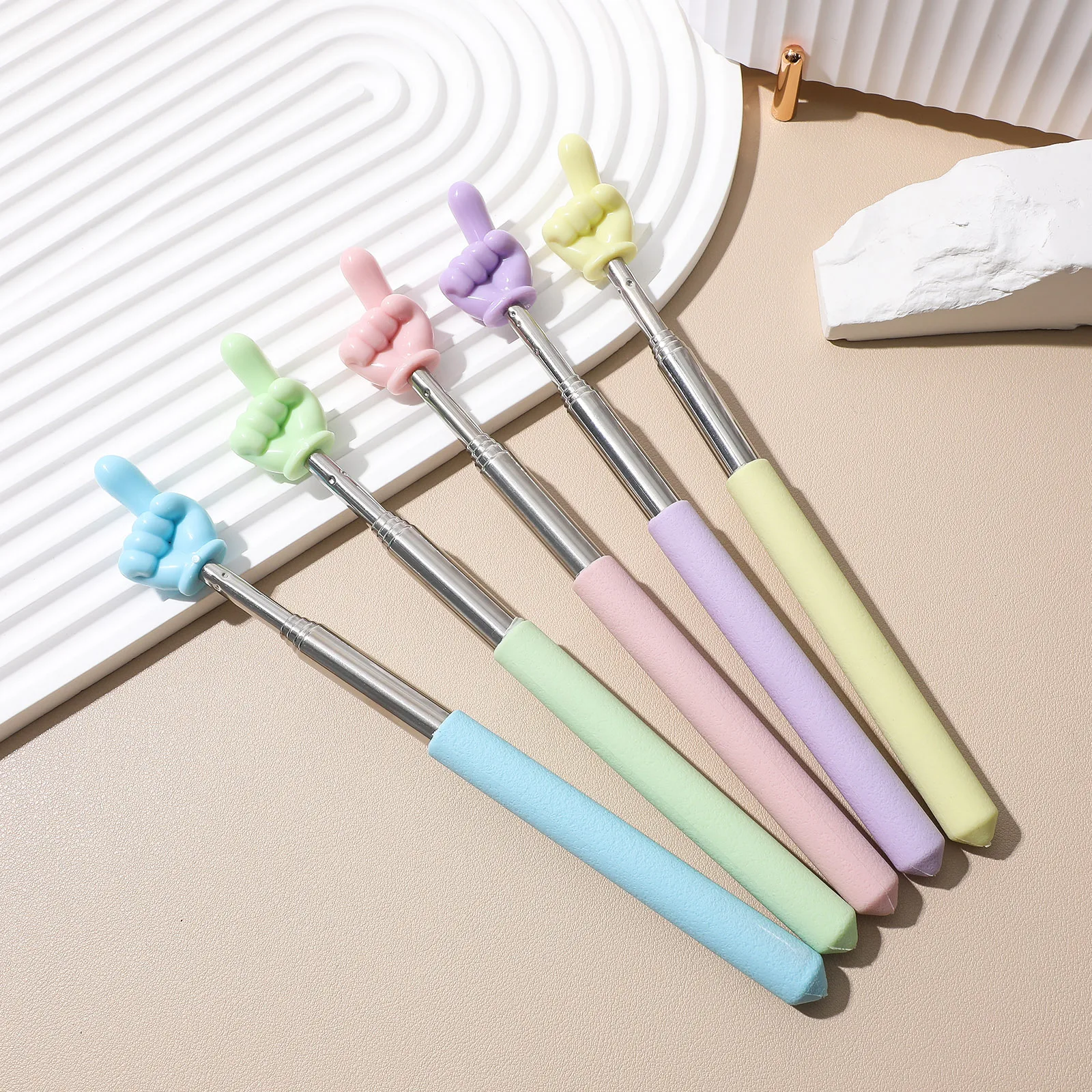 Palo de puntero extensible para profesores, puntero de mano, palo de enseñanza para aula, plástico ligero, acero inoxidable, 5 uds.