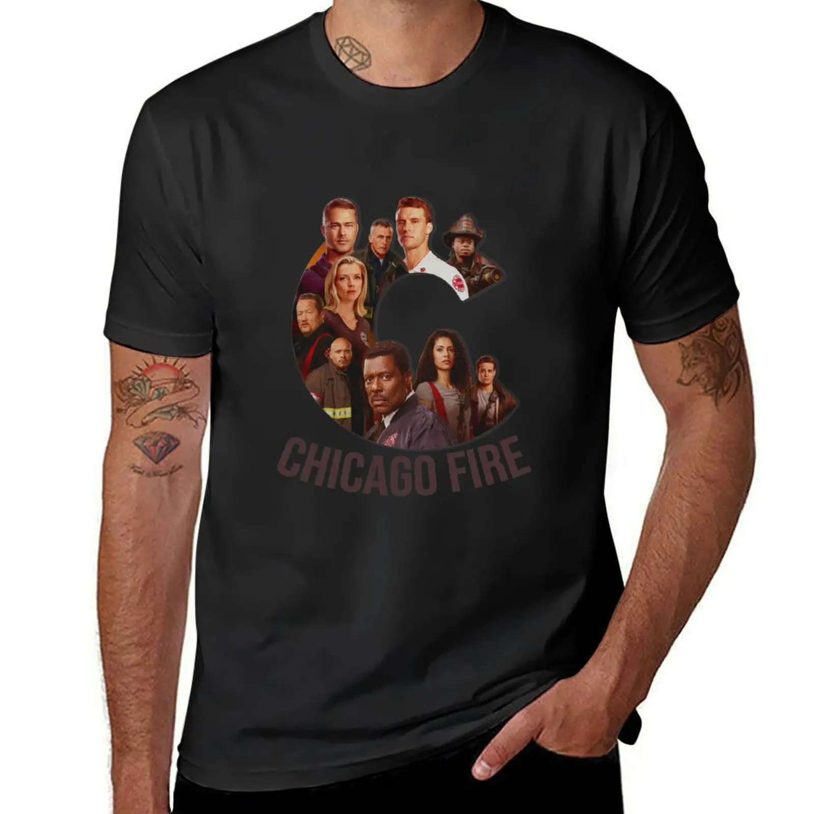 

Chicago fire characters cast poster logo T-Shirt vintage clothes customizeds mens graphic t-shirts hip hop