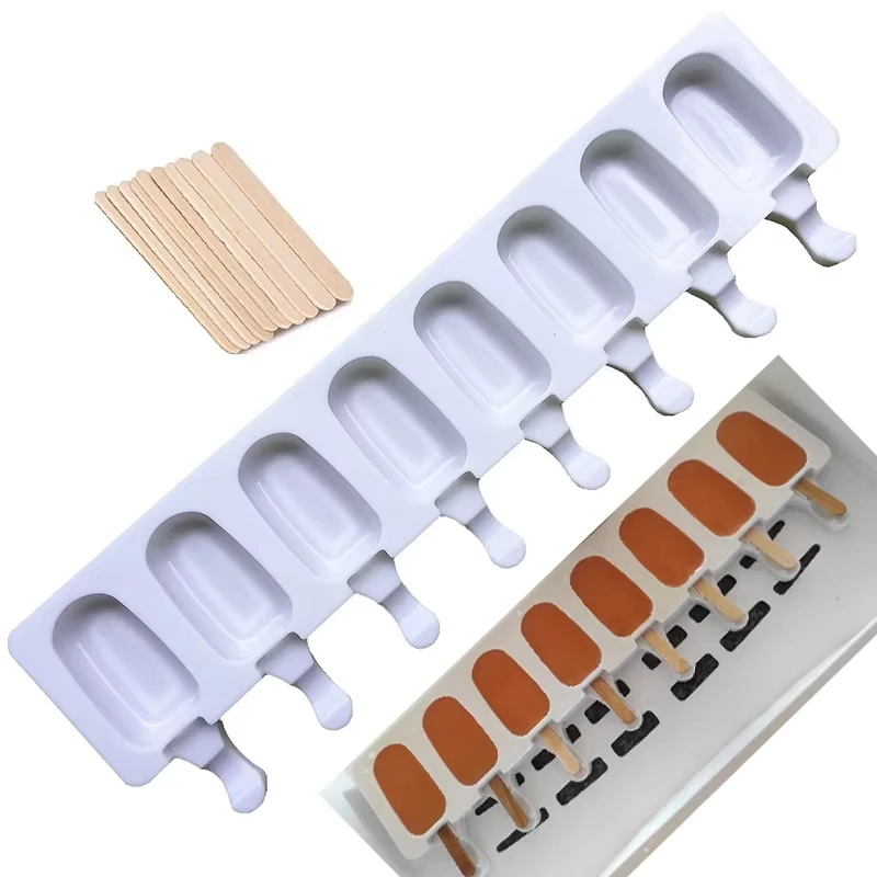 4/8 Hole Food Grade Silicone Ice Cream Mold Ice Pop Cube Popsicle Mold With Sticks Dessert DIY Magnum Cake Mold Ice Cream Maker