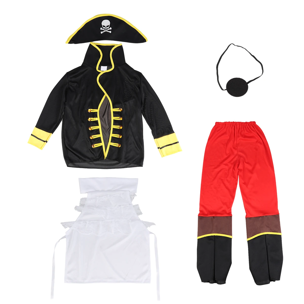 

6 Pcs Boys Pirate Costume Suit Halloween Christmas Pirate Party Cosplay Costume Party Performance Clothing Suit (Size S, 90-110