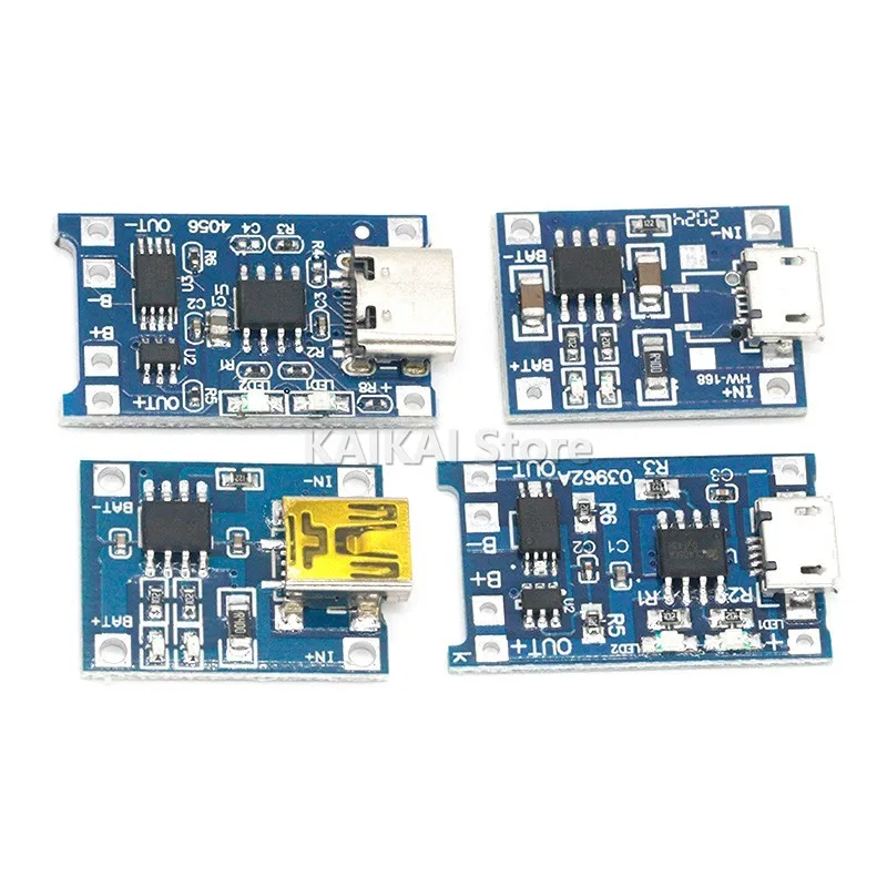 Placa de carga de batería de litio tipo c, módulo de protección de funciones duales, 1 piezas, 5V, 1A, Micro USB 18650, TP4056 18650