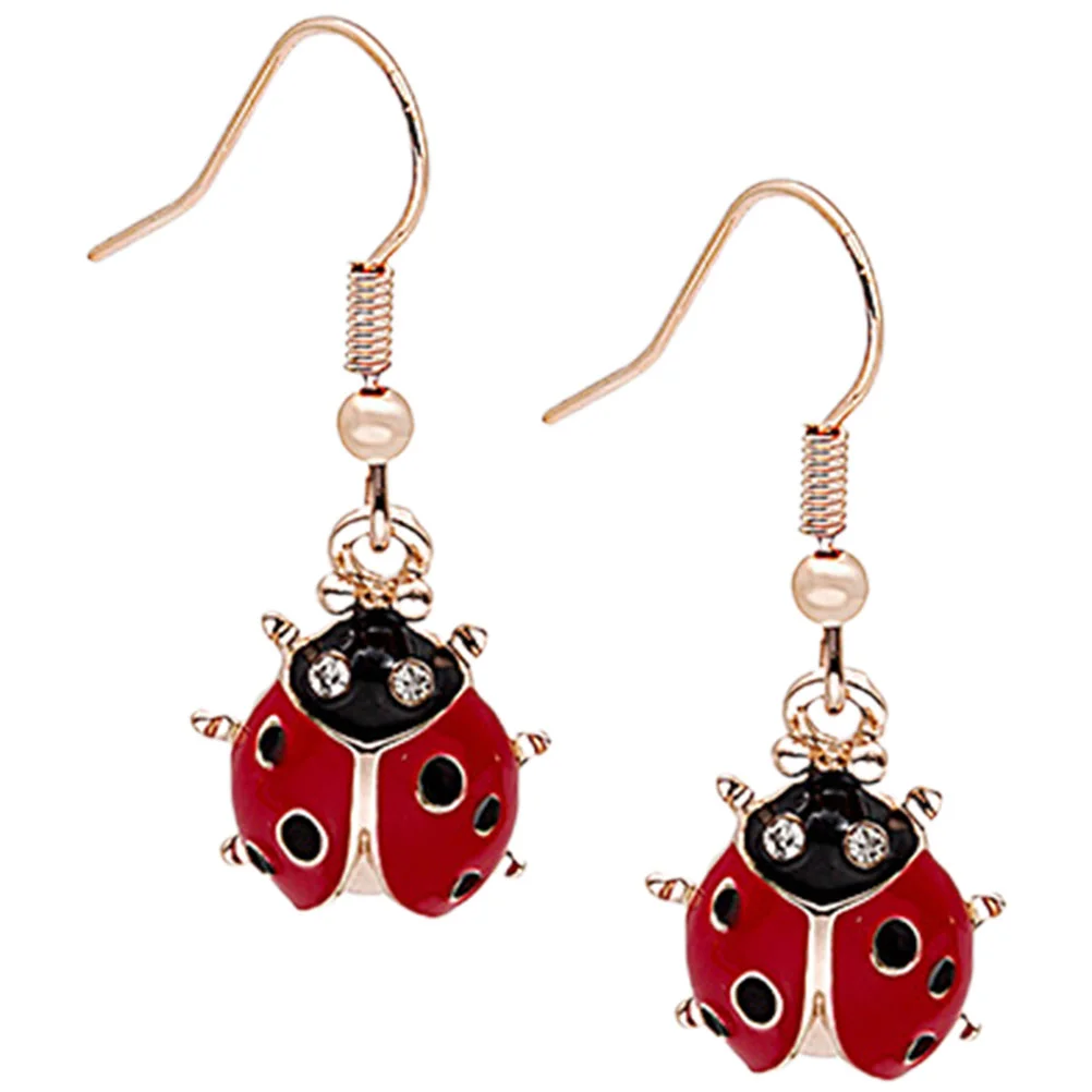 Ladybug Earrings Black Spot Red Charm Statement Girl Unique for Women Cute Drop Teen Girls Trendy Hook Metal