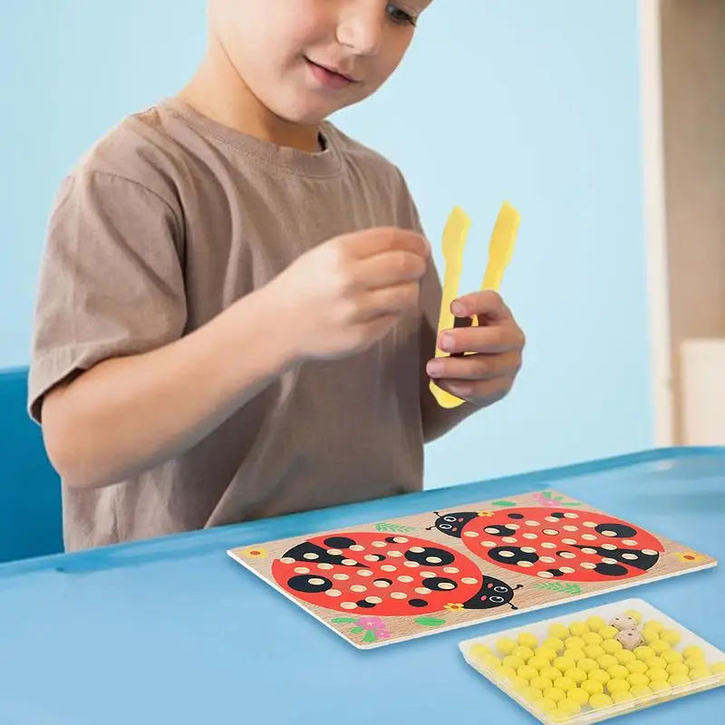 Holz zählen Marienkäfer für Kinder Mathe zählen Montessori Perlen brett Montessori Zählen Spielzeug mit Aufbewahrung sbox Kleinkind Nummer