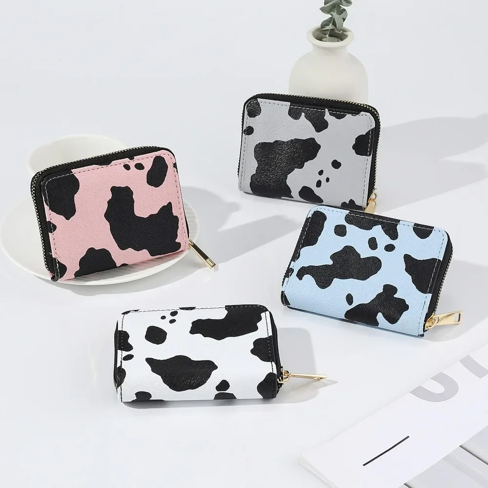 Mini PU Wallet Women Fashion Vintage Cow Pattern Card Holder Female Casual Versatile Coin Purse Girls Durable Card Wallet