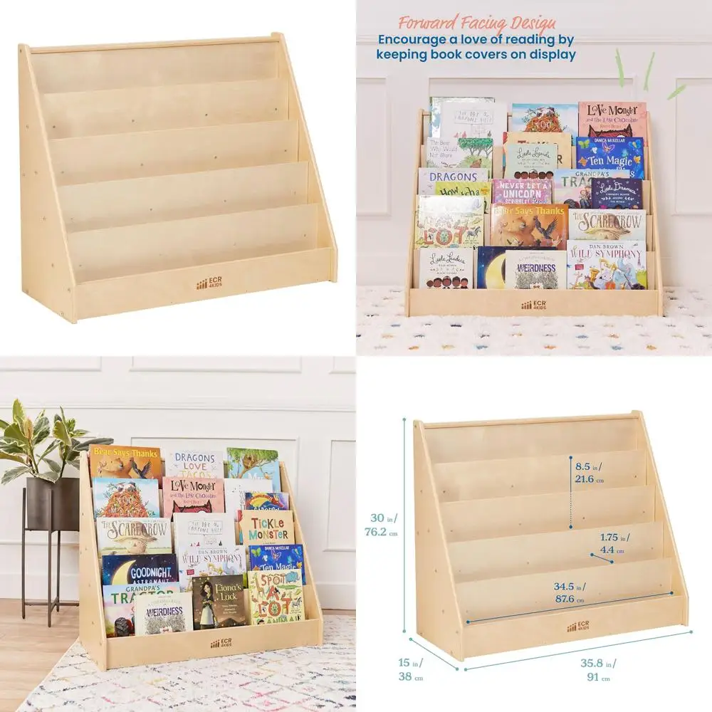 

Классная книжная полка, односторонняя, естественная отделка от ECR4Kids