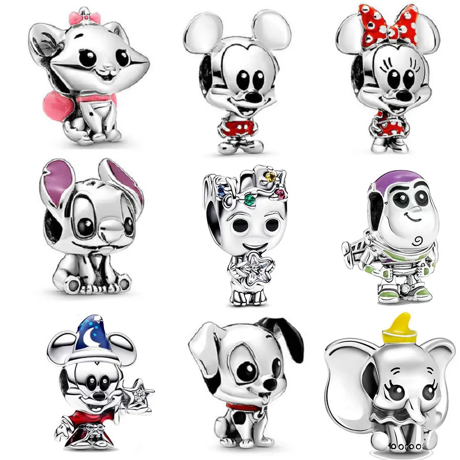 تم إصدارها حديثًا وشعبية كبيرة من الفضة الإسترلينية S925 من Disney All-Star Pendant Charm هو خيارًا لأزياء المرأة