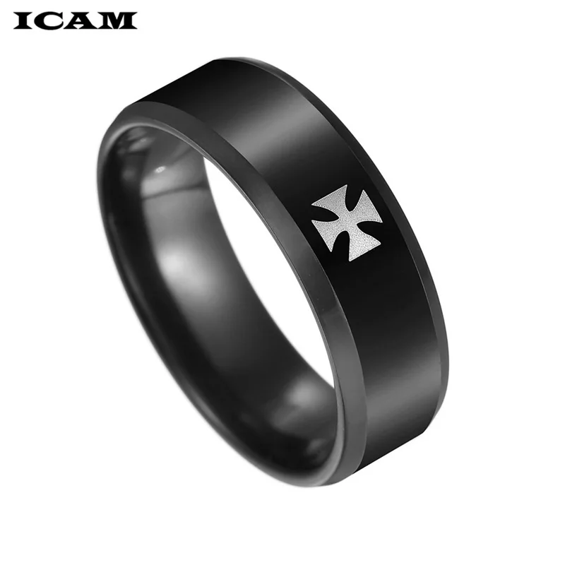 ICAM Titanium Steel World War II Iron German Cross Army Ring Men Fashion Vintage Punk Biker Rings Fine Jewelry Gift