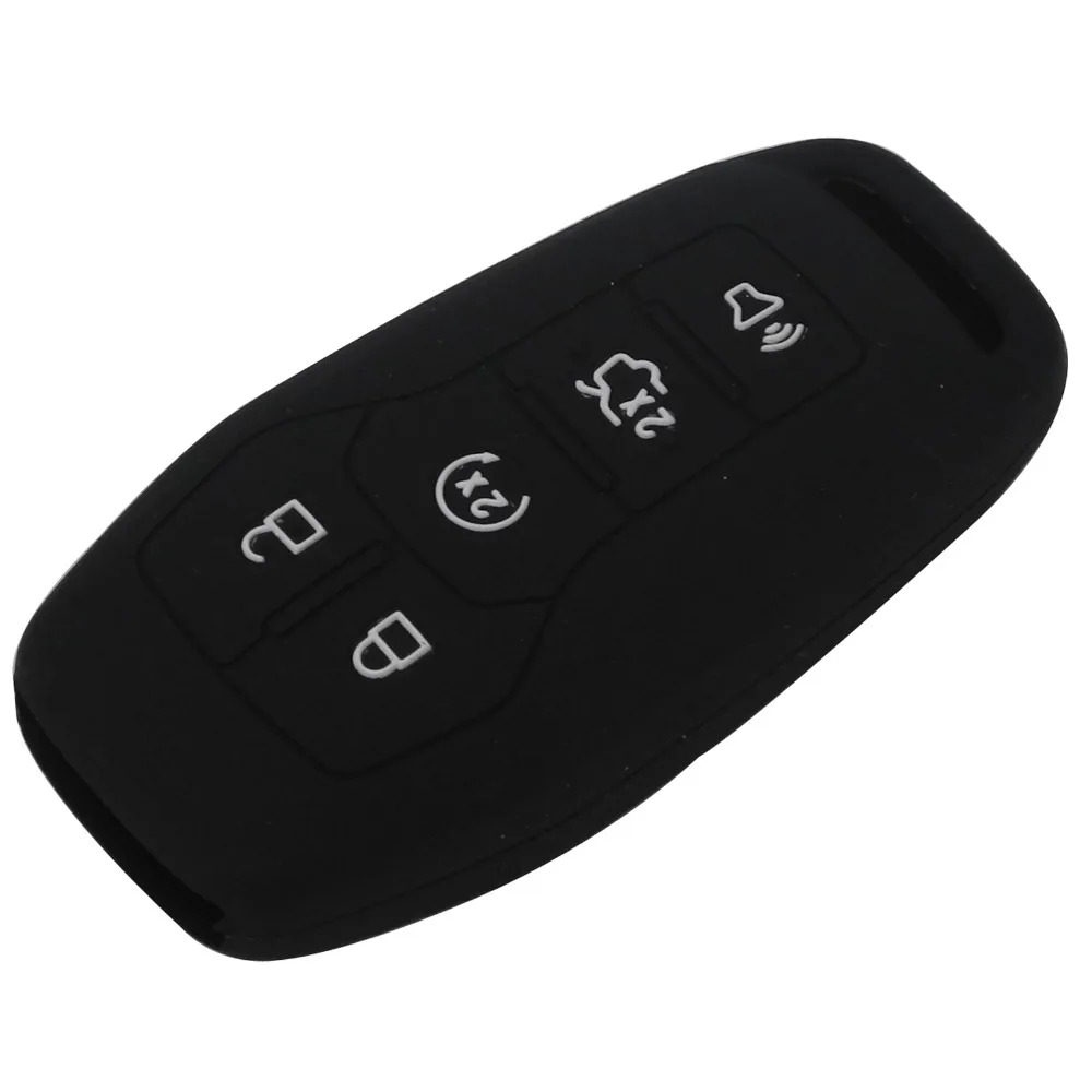 jingyuqin Smart Remote Key Silicone Cover for FORD F-150 Fusion Mustang fit LINCOLN MKS Keyless Fod Case 5 Button Hollowed