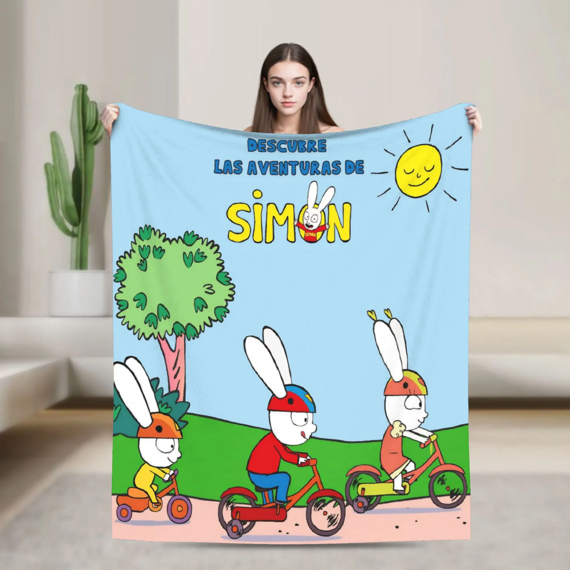 Simon Super Rabbit Blanket Lightweight Thin Velvet Cozy Present  Throw Blanket Plush Thin Quilt