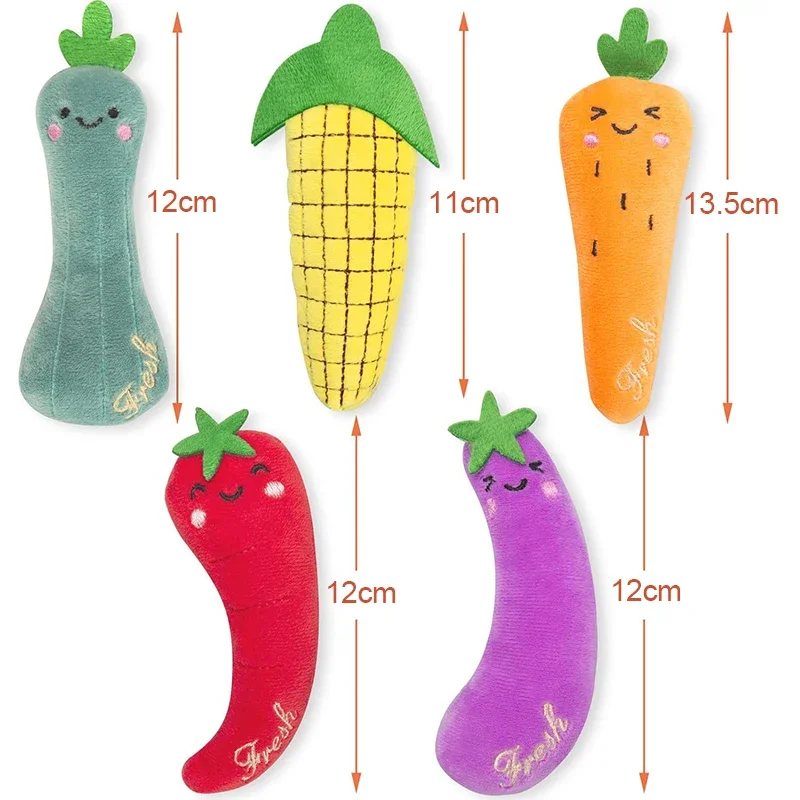 Vegetable Shapes Cat Toys Interactive Soft Plush Cat Chew Toy Bite Resistant Scratch Clean Teeth Mint Kitten Toys Pet Supplies