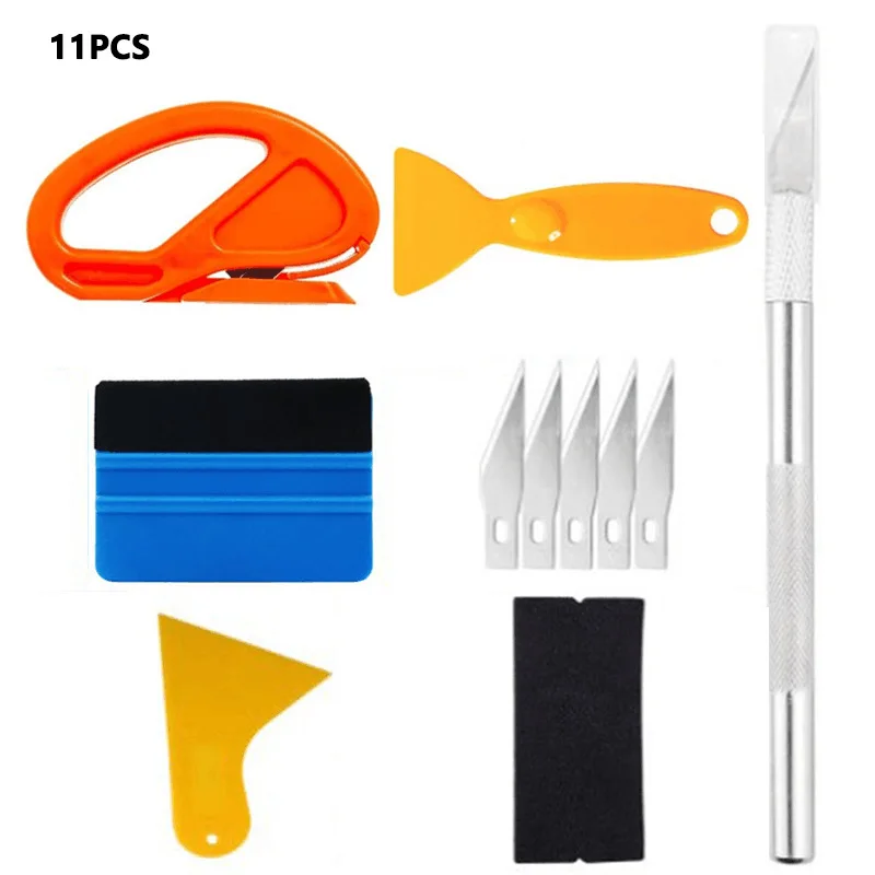 

11 PCS Car Film Application Tool Kit, Plastic Scraper, Carving Knife, Sealing Plastic Scraper, Tape Measure