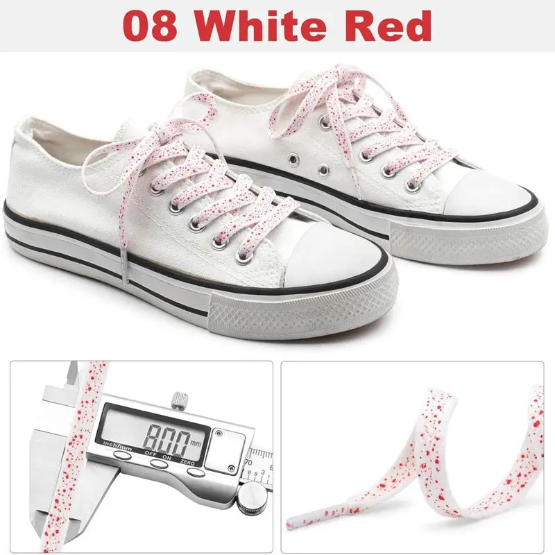 1 Paar bedruckte, flache Schnürsenkel für Sneaker, farbige Sport-Schnürsenkel, Schnürsenkel mit Tintenfleck-Motiv, 0,8 cm breit, für Freizeitschuhe und Sneaker. – Detail 17