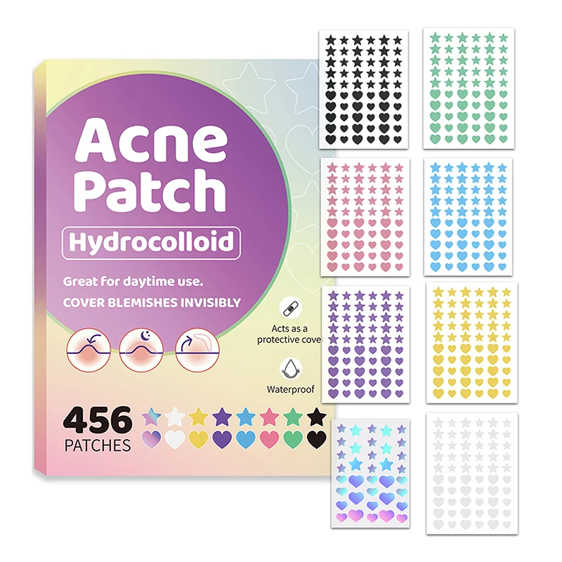 456pcs Colorful Star Pimple Patch Acne Colorful Invisible Acne Removal Skin Care Stickers Concealer Face Spot Makeup Tools view 2