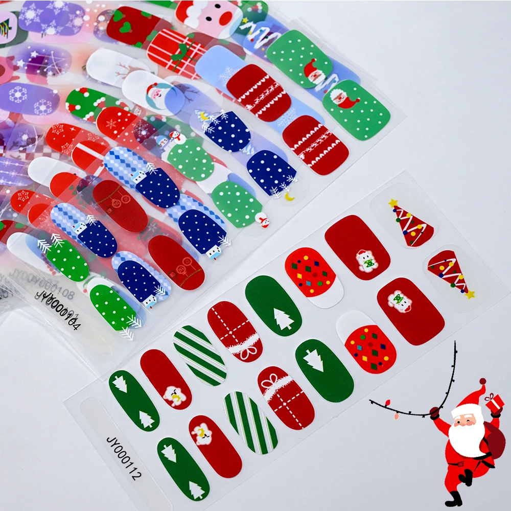 2 fogli (32 adesivi) Albero di Natale/Fiocco di neve/Papbo Natale Adesivi per smalto Cursore per unghie natalizio Non è necessaria la lampada Decalcomania per unghie