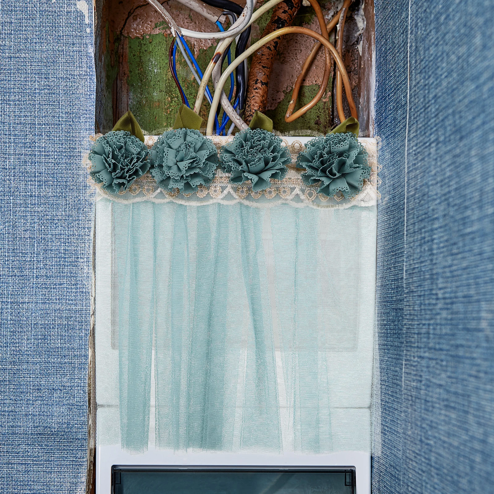 

Electric Meter Box Cover Curtain Fabric Decorative Mini Window Curtains Kitchen Sink Air Switch Box Wall Decor Lace