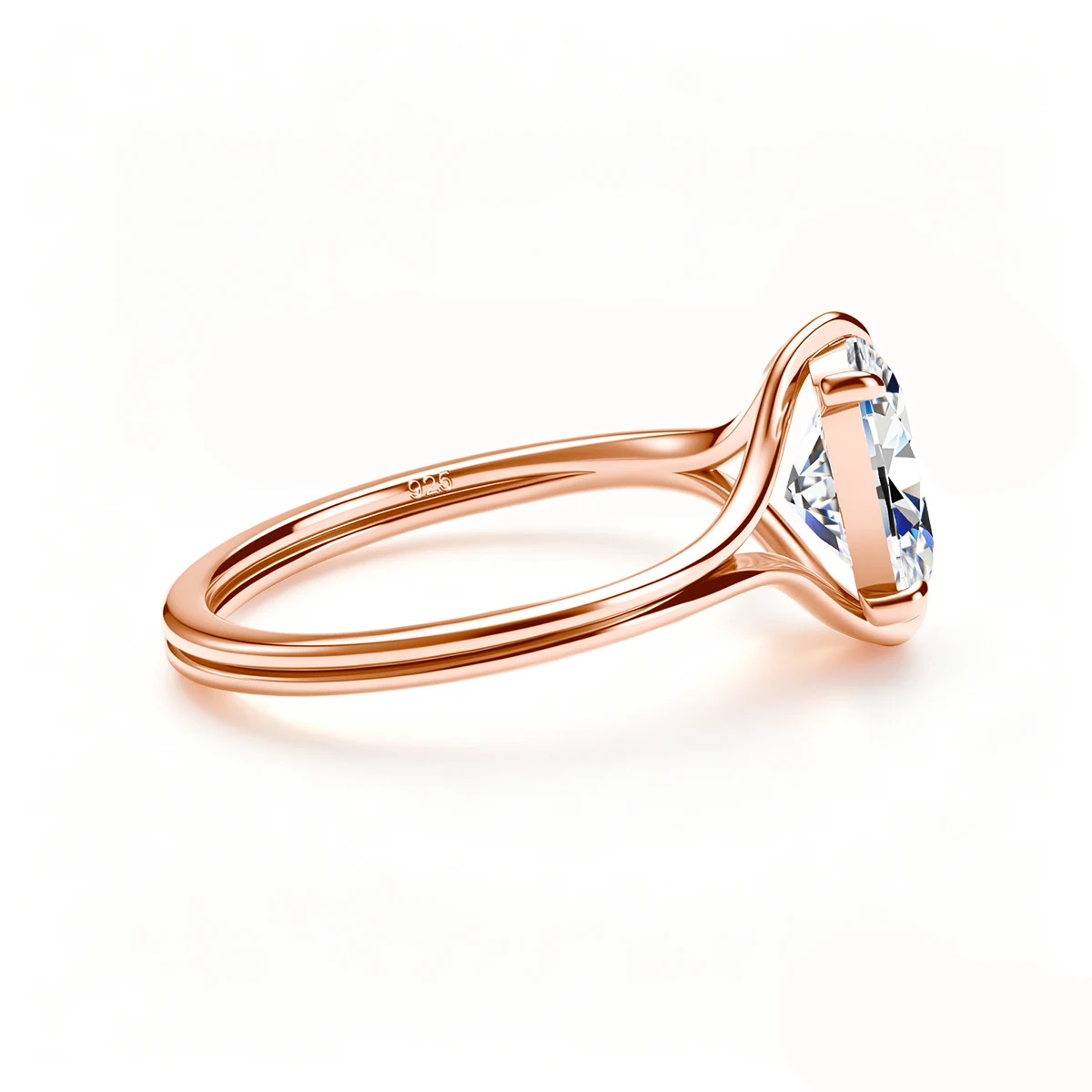 4,5 Karat oval geschliffener Moissanit-Verlobungsring für Damen, geteilter Schaft, 6-Krappen-Solitärring, 925er Sterlingsilber, Brautschmuck – Detail 12
