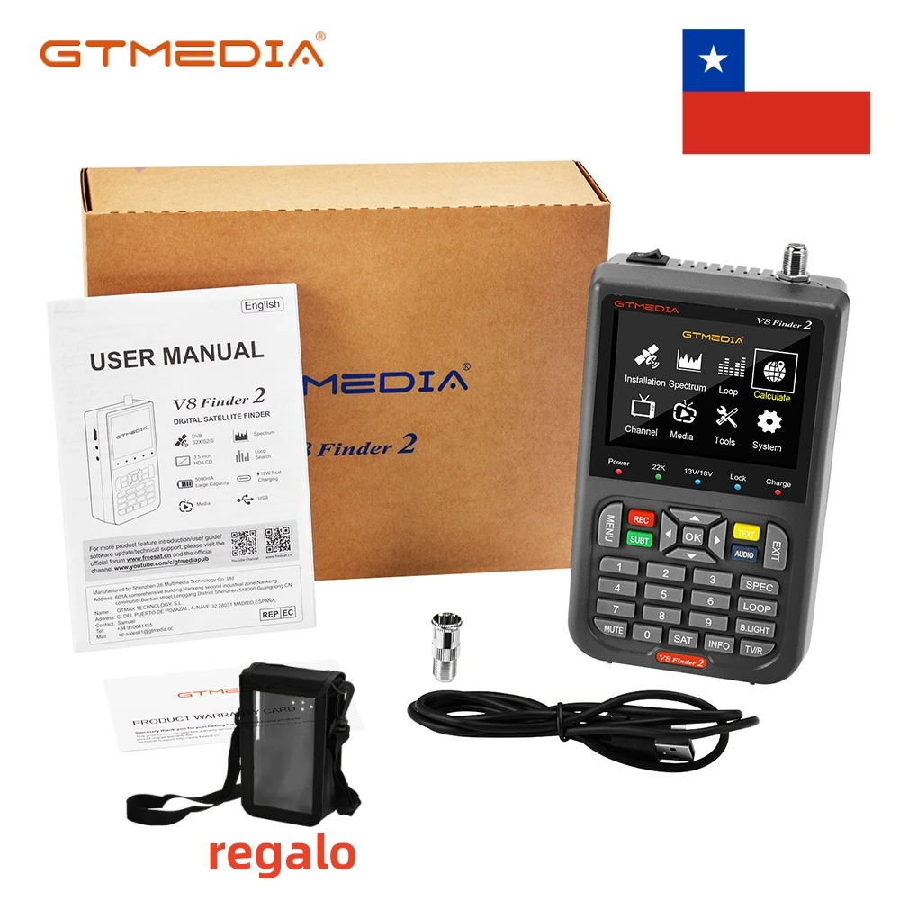 GTMEDIA V8 Finder2 + satellite meter Bag Finder satellite DVB-S/S2/S2X 1080P TFT screen LCD high definition 3,5 inch H.264 vs WS-6933 Stock in Chili