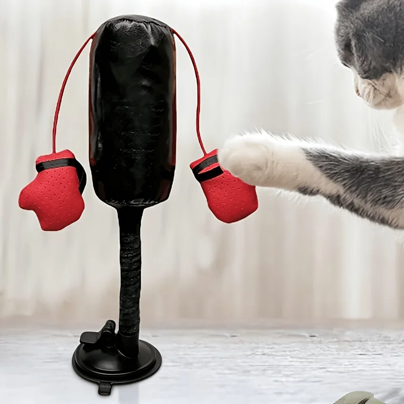 Cat Mini Boxing Punching Bag Toy Suction Cup Base Interactive Kitten Play Toy Stress Relief Pet Scratching Toy for Indoor Cats - view 5
