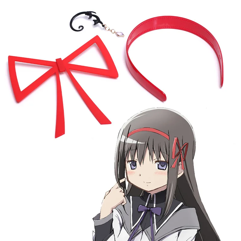 

Puella Magi Madoka Magica Akemi Homura Cosplay Hairband Anime Kawaii Role Playing Headgear Earrings Cos Jewelry Accesseries Gift
