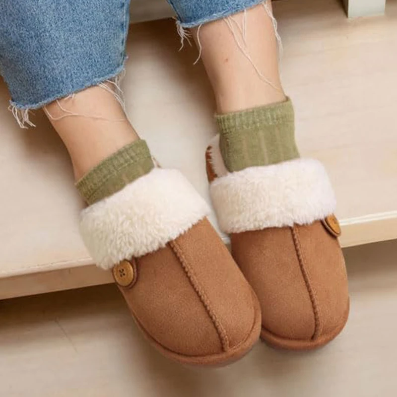 

Comwarm Fluffy Collar Cozy Slides Plush Soft Slippers For Women Fur Warm House Slippers Female Winter Fur Fuzzy Soft Sole Slides