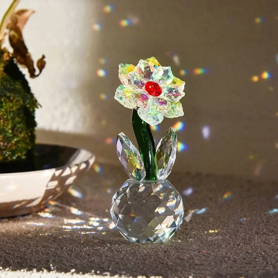 

Crystal Sun Catcher, Multicolor Sunflower Prism, K9 Crystal Ornament, Hand-Crafted Decorative Piece for Bedroom Dining Table