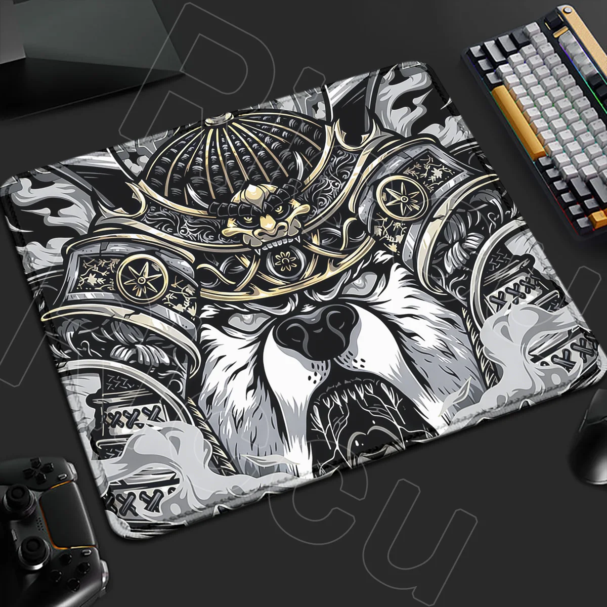 

Samurai wolf dog Rubber MousePad coaster Anime rapid response Mouse Pad E-sport Japanese Gaming Laptops Portable Gamer Desk mats