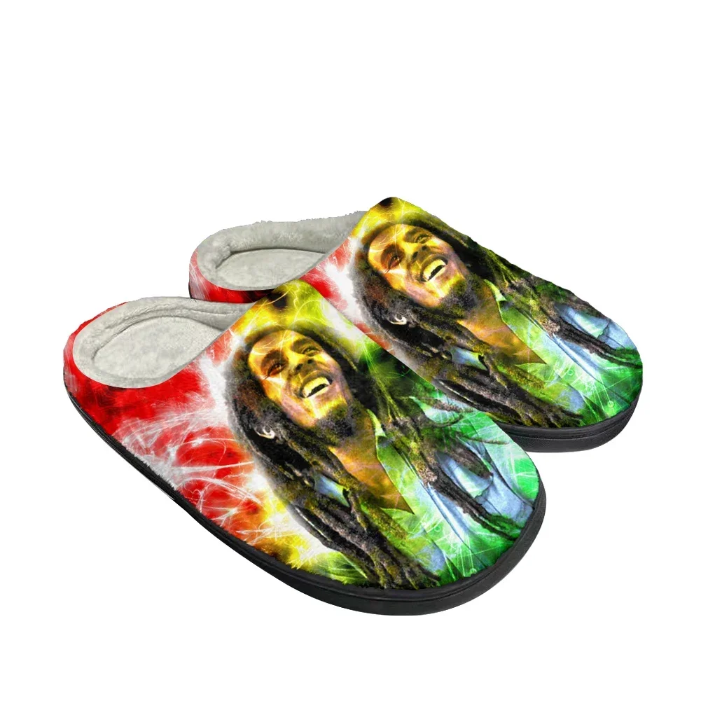 Hot Bob Marley Fashion Cotton Custom Slippers Mens Womens Teenager Plush Casual Keep Warm Shoes Thermal Comfortable Slipper