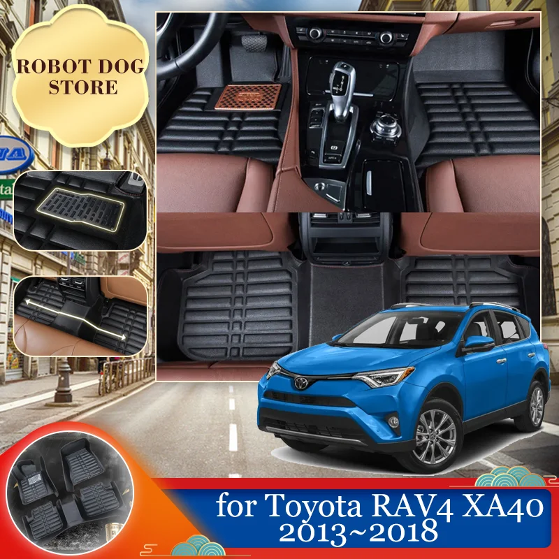 

Автомобильный кожаный напольный коврик для Toyota RAV4 XA40 2013 ~ 2018 2014 2015 2016 водонепроницаемый внутренний вкладыш для ног коврик для коврика индивидуальный коврик аксессуар