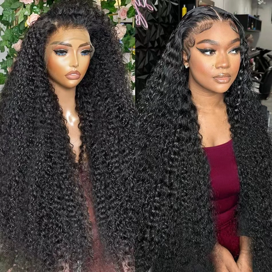 Perruque Lace Front Wig Naturelle Bouclée HD, Cheveux Humains, 13x6, 30 40 Pouces, Pré-Plumé, avec Support, pour Femme Africaine