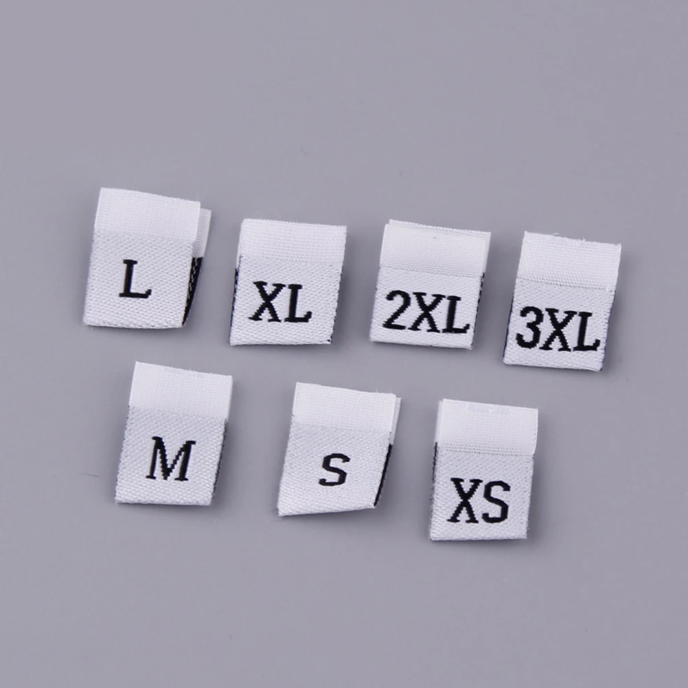 

400Pcs Steam Clothes Size Labels Folded Woven Mark Organize Inventory Efficiently White