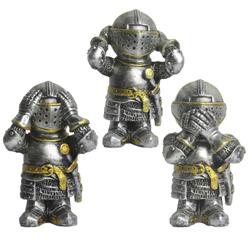 Knight Soldier Garden Statue Guard Cross Templars Dwarf Guard Armors Samurais Miniature European Knight Resin Garden Decoration