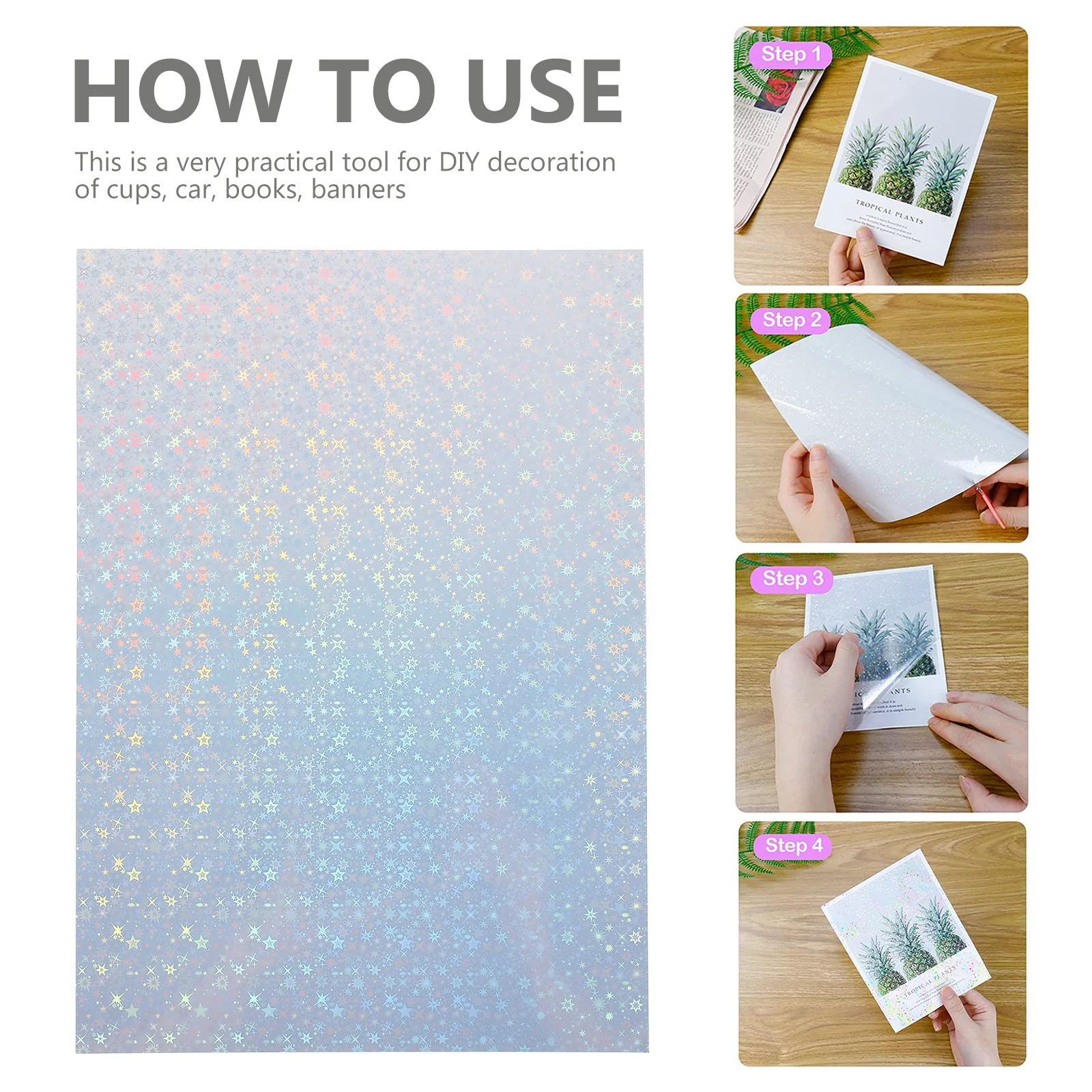 

24 Sheets Holographic Adhesive Vinyl Stickers A4 Self-Adhesive Sheets for DIY Craft and Engraving Adhesive Vinyl Stickers