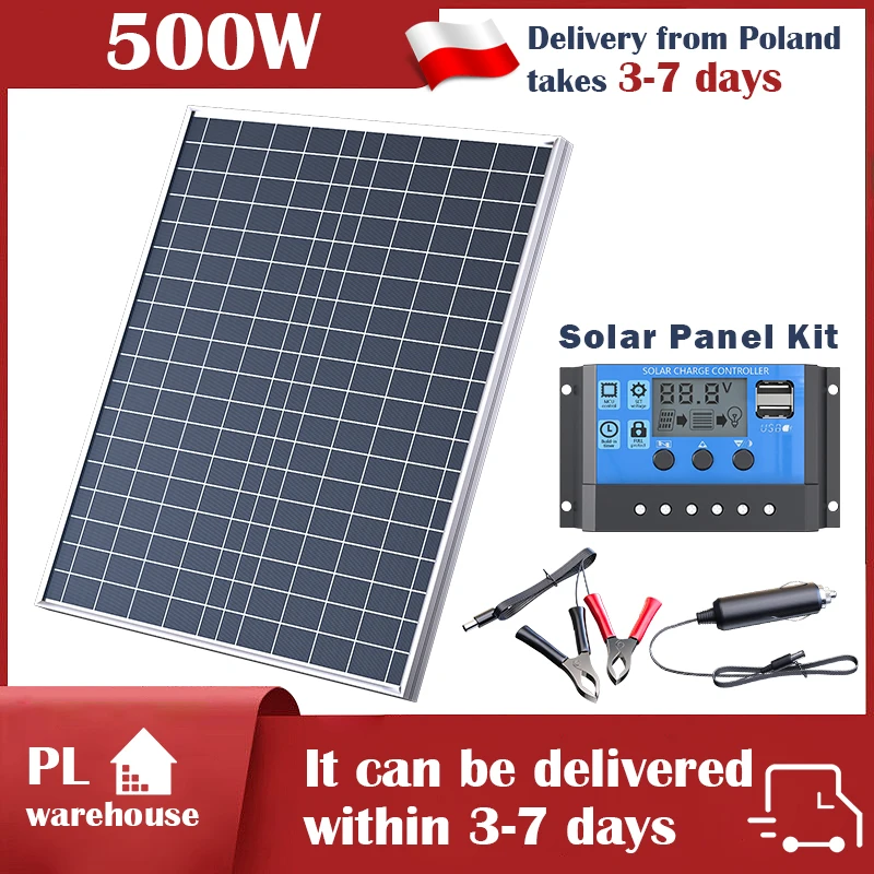 500W 12V Solarpanel, monokristallines PV-Solarmodul für Wohnmobil-Camping, Haushalts-Off-Grid-Stromladesystem