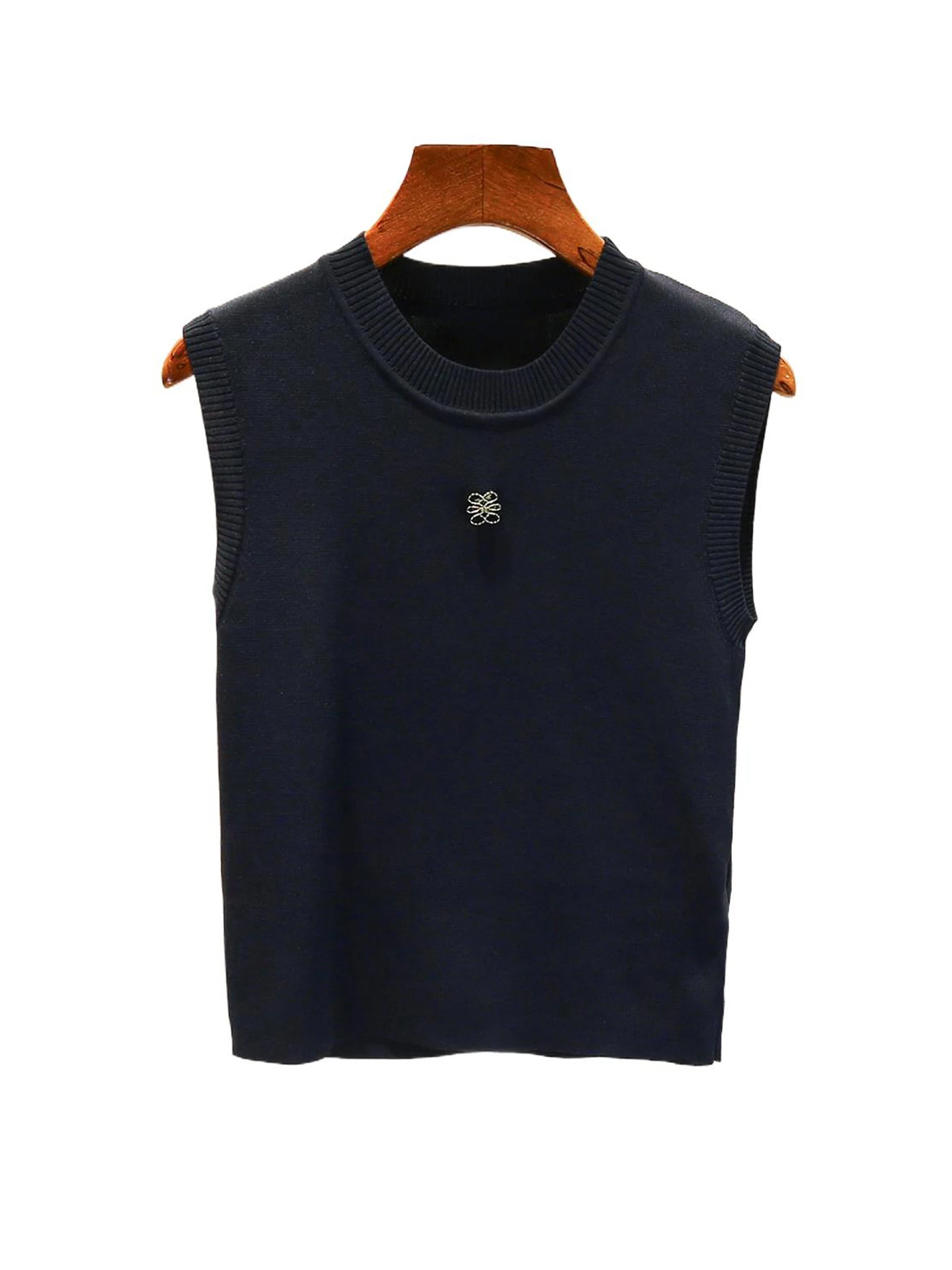 Slim Fit Strickweste Top Lässig Vielseitig Sommer Faion Damen Premium Kleidung Ort Länge Crew Ne Farbe AL5454