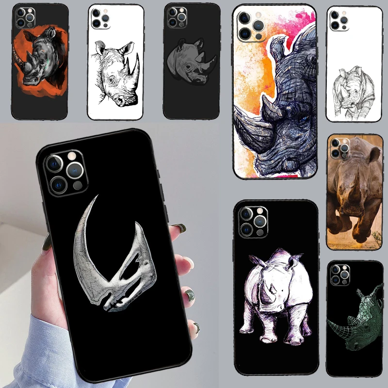 Rough Rhinoceros Rhino Beast Phone Case For iPhone 16 11 12 13 14 15 Pro 12 13 Mini X XR XS Max Plus Cover Coque