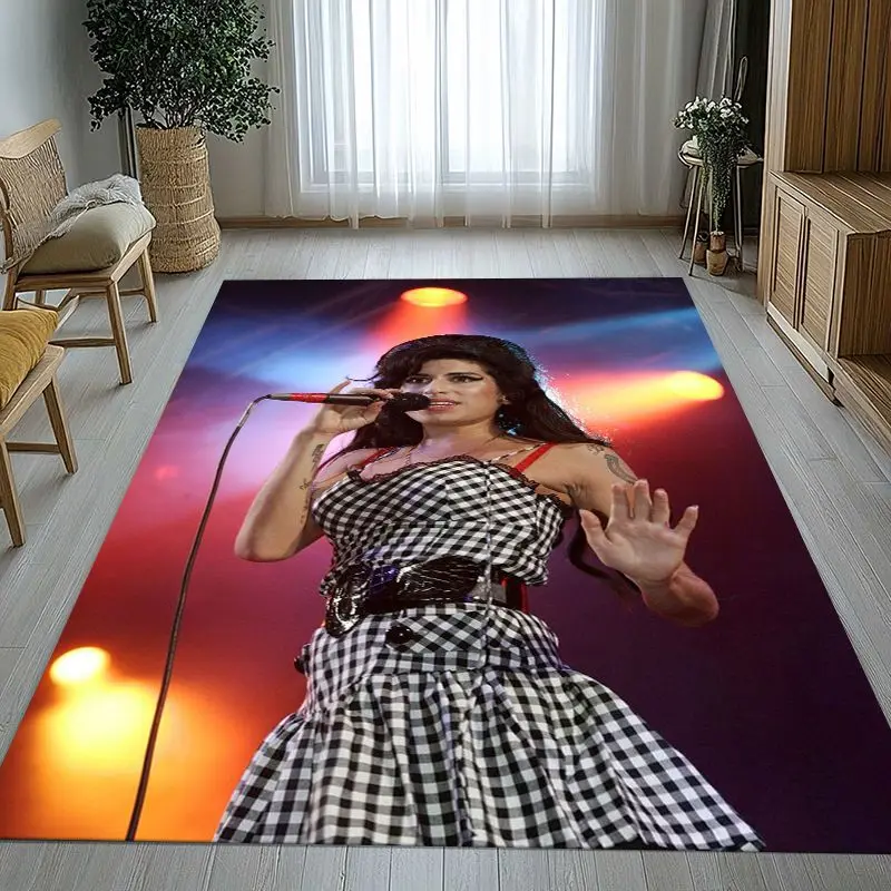 Fashion Amy Winehouse Music Singer Area Rug,Non-Slip Carpet Mat for Living Room Bedroom Playroom,Sofa Floor Rug,Home Decor Gift