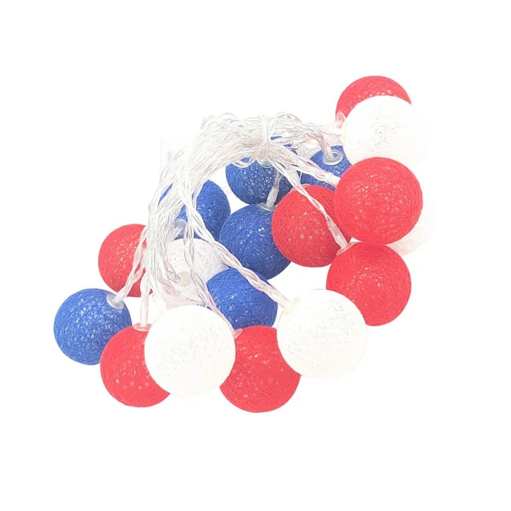 ไฟประดับ LED ทรงกลม สีแดง ขาว น้ำเงิน 1 ชิ้น สำหรับตกแต่งงานฉลองวันประกาศอิสรภาพ งานปาร์ตี้ในสวน งานแต่งงาน