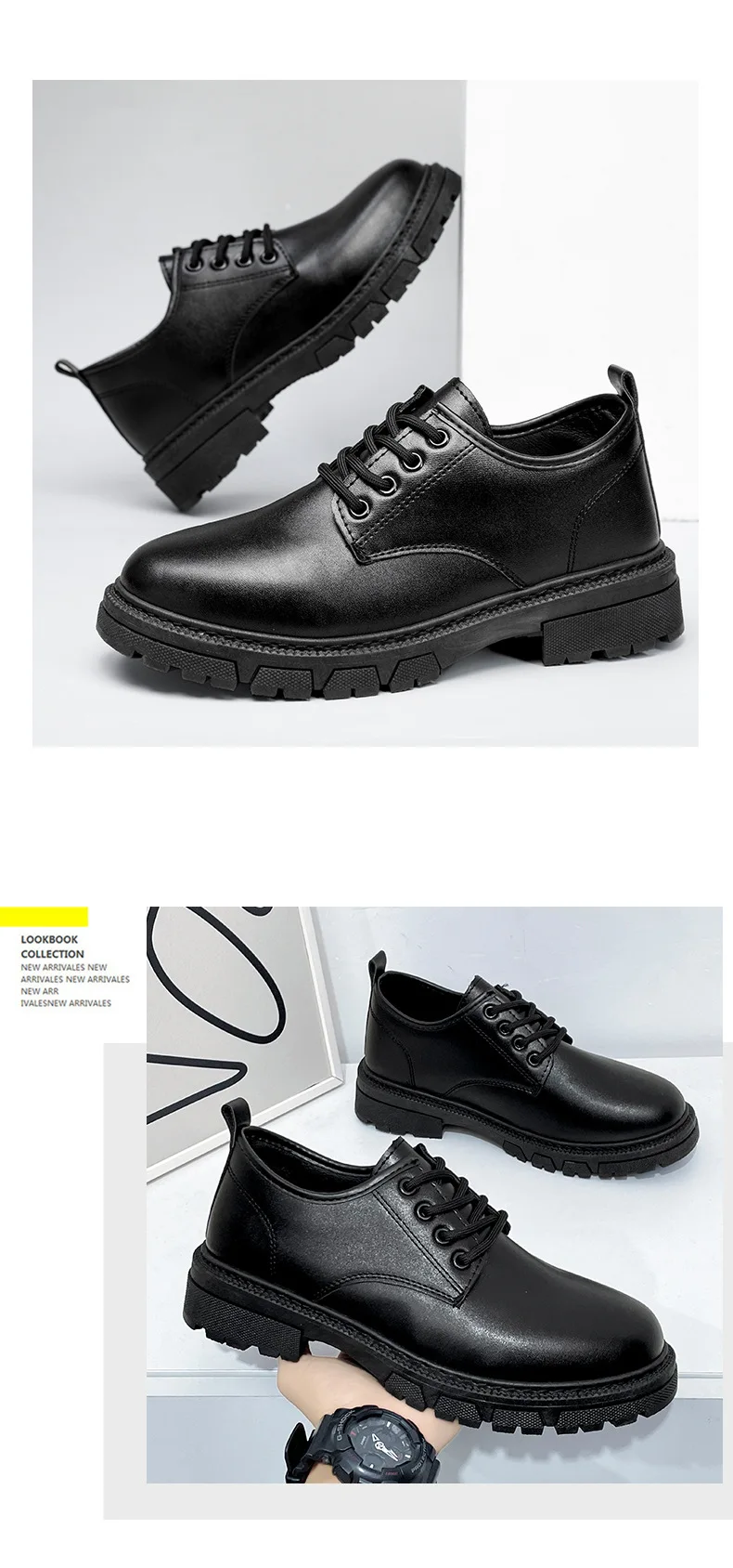 New Men's Leather Shoes Casual Comfort Black Formal Oxfords For Men Lightweight Office Shoes