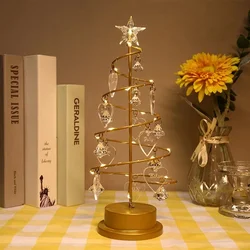 Personalized Family Names Charms Christmas Tree Decoration LED Lamp Small Crystal Decorative Iron Tree Night Light Ornament