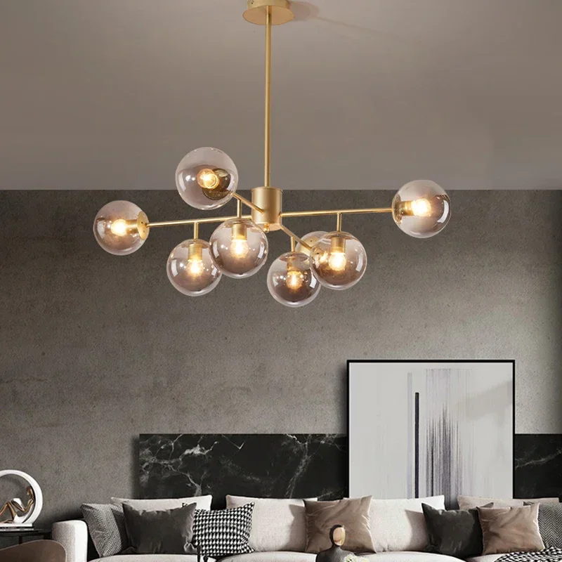 Lampadario a led con sfera di vetro in stile nordico per soggiorno, sala da pranzo, cucina, camera da letto, lampade a sospensione, decorazioni per la casa