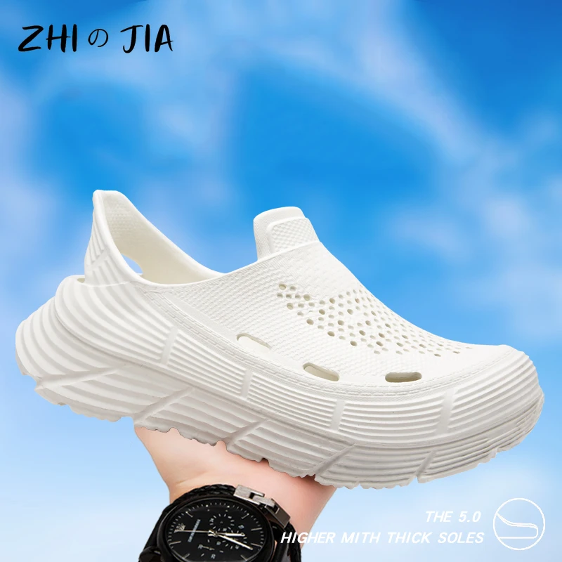 

Летняя обувь с отверстиями на толстой подошве, новые пляжные тапочки, уличные легкие повседневные сандалии, модные трендовые сандалии, тапочки 40-45