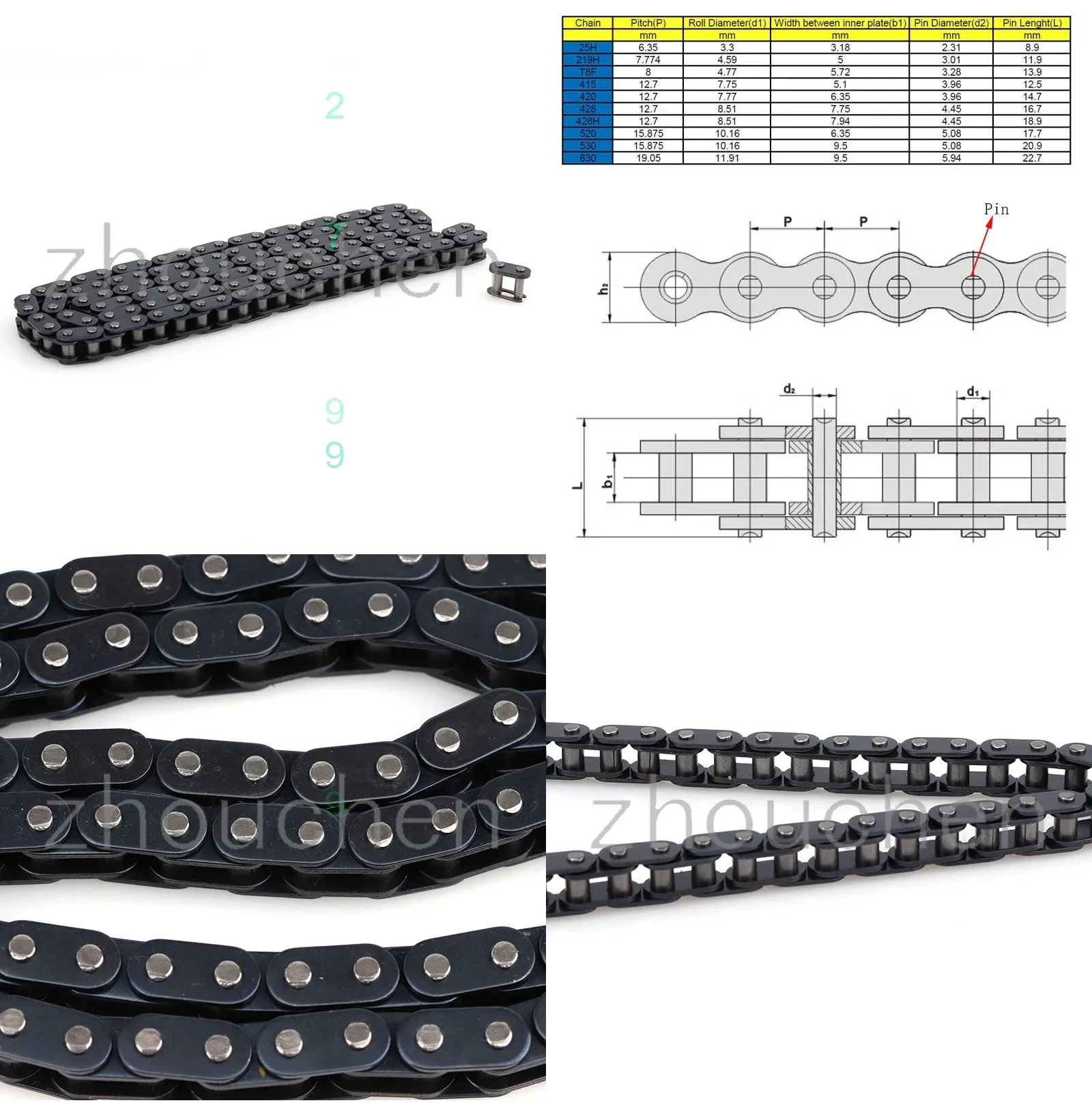 T8F chain with Spare Master Link For Mini Dirt BIKE Quad ATV 47cc 49cc Minimoto Pocket Bikes82 88 116 126 136 166 links
